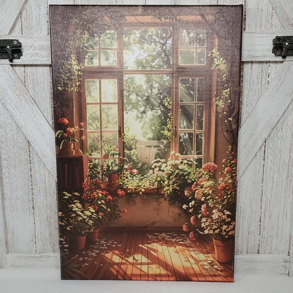 Floral Window Canvas Wall Print Art Flowers Nature